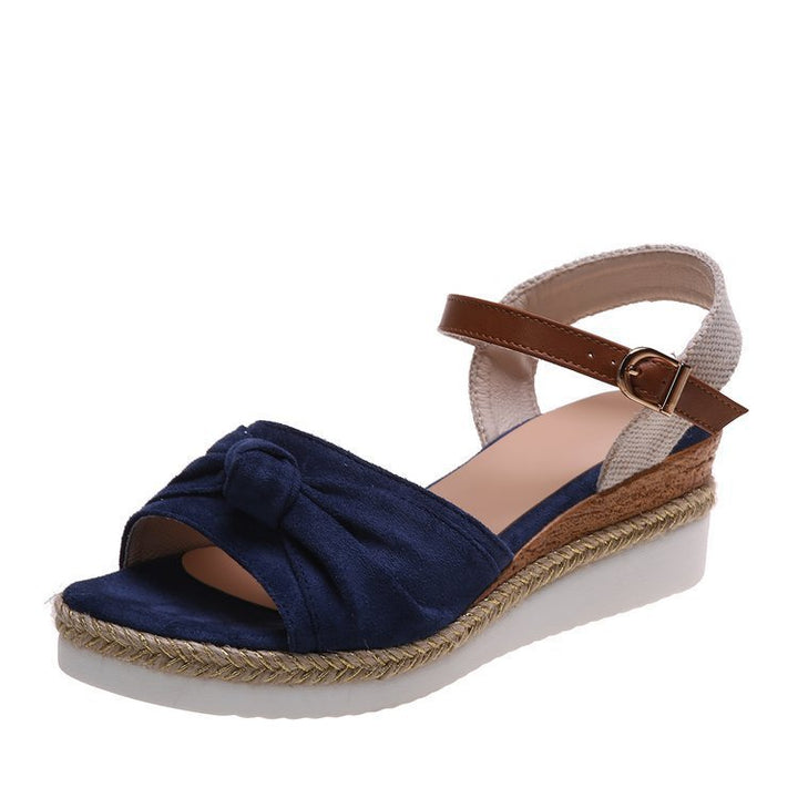 Bow Shoes Women's Wedges Sandals Summer Platform Bowknot Buckle Daily Beach Shoes