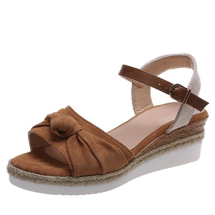 Bow Shoes Women's Wedges Sandals Summer Platform Bowknot Buckle Daily Beach Shoes